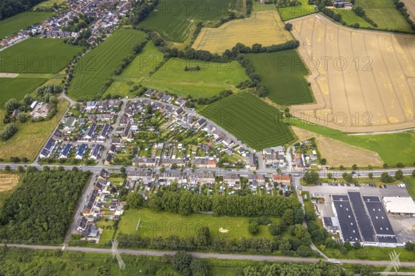 Aerial view, workers' housing estate Wittekindstraße, Wittekindsiedlung, Bockum-Hövel, Hamm, Ruhr area, North Rhine-Westphalia, Germany, workers' housing estate, miners' housing estate, DE, Europe, Haberkampstraße, Laakerholzstraße, aerial view, aerial photography, aerial photography, overview, bird's-eye view, overview