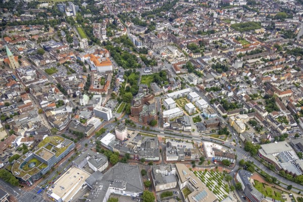 Aerial view, City Neue Bahnhofstraße corner Friedrichstraße, Westentorbunker, Mercure Hotel Hamm, condominiums as villa houses, centre, Hamm, Ruhr area, North Rhine-Westphalia, Germany, bunker, DE, Europe, property tax, hotel, hotel facilities, hotel business, real estate, aerial view, aerial photography, aerial photography, overview, bird's eye view, residential area, living and living, residential area, residential buildings, residential quality, residential quarter, birds-eyes view, overview