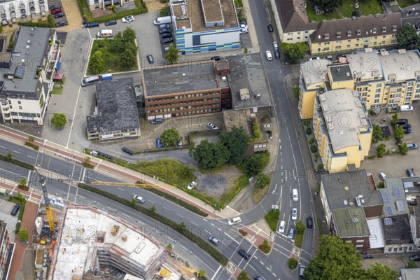Aerial view, Hamm Health Department, City Neue Bahnhofstraße corner Friedrichstraße, construction site and new residential building on the former site of the Kippâ'¬â¢n in, centre, Hamm, Ruhr area, North Rhine-Westphalia, Germany, construction work, construction area, construction site, building plots, construction project, construction project, construction site, DE, Europe, property tax, real estate, aerial view, aerial photography, aerial photography, new construction, overview, bird's-eye view, residential complex, living and living, residential buildings, birds-eyes view, overview, construction site and new construction residential building on the former site of the Kipp'™n in