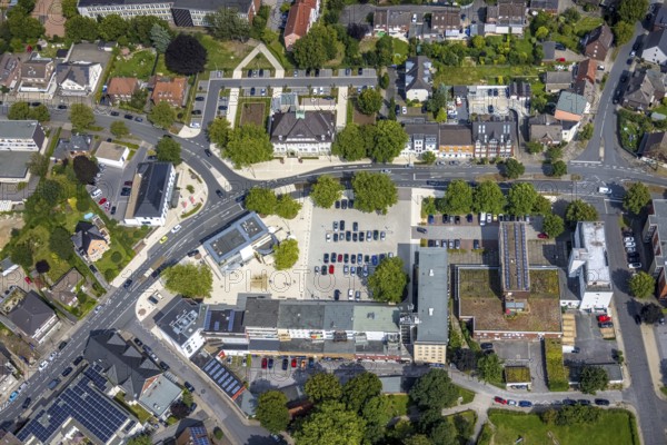 Aerial view, Heessen market and town hall Bürgeramt Heessen Amtsstraße in Hamm-Heessen, Hamm, Ruhr area, North Rhine-Westphalia, Germany, authority, DE, Europe, local government, aerial view, aerial photography, aerial photography, market, town hall, overview, bird's-eye view, overview