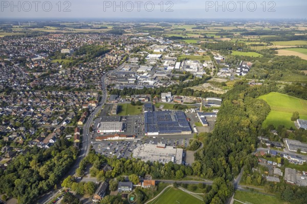 Aerial view, Römerstraße industrial estate with Hövel industrial estate in the Bockum-Hövel district of Hamm, Ruhr area, North Rhine-Westphalia, Germany