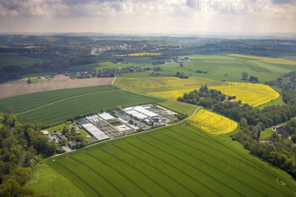 Aerial view, container nursery and perennials Kunz, Leubeck, Heiligenhaus, Ruhr area, North Rhine-Westphalia, Germany, nursery, DE, Europe, aerial view, aerial photography, aerial photography, overview, bird's-eye view, overview