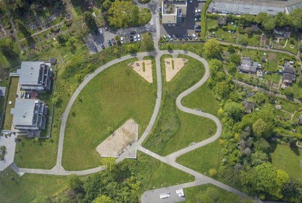 Aerial view, Thormälenpark, Leubeck, Heiligenhaus, Ruhr area, North Rhine-Westphalia, Germany, DE, Europe, aerial photography, aerial photography, park, park facility, overview, bird's-eye view, overview
