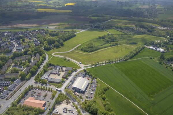 Aerial photo, fire brigade Heiligenhaus, Heiligenhaus, Ruhr area, North Rhine-Westphalia, Germany, fire fighter, fire protection, fire watch, DE, Europe, fire station, fire brigade, aerial photograph, aerial photography, aerial photography, rescue station, overview, bird's-eye view, overview