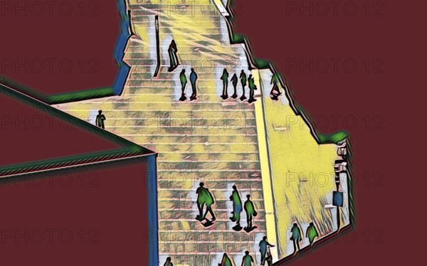 Abstract pedestrian zone, Germany, Europe, digitally altered