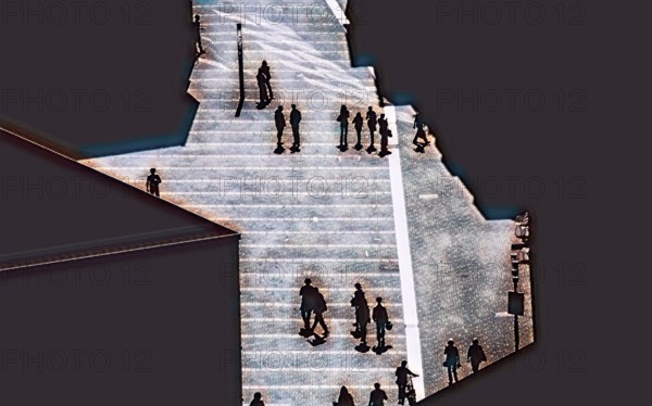 Abstract pedestrian zone, Germany, Europe, digitally altered