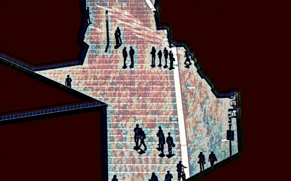 Abstract pedestrian zone, Germany, Europe, digitally altered