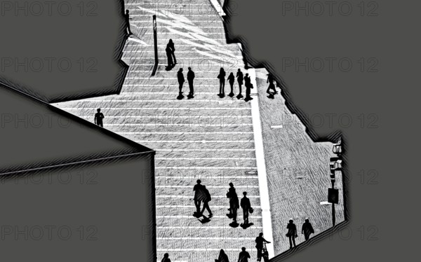 Abstract pedestrian zone, Germany, Europe, digitally altered