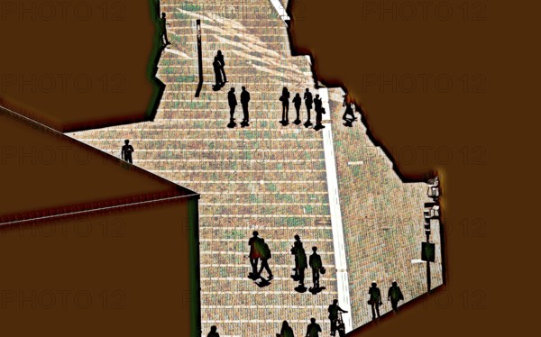 Abstract pedestrian zone, Germany, Europe, digitally altered