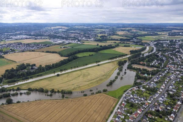 Aerial photo, Ruhr flood, Fröndenberg, Fröndenberg/Ruhr, Ruhr area, North Rhine-Westphalia, Germany, DE, Europe, birds-eyes view, aerial photography, aerial photography, overview, overview, bird's eye view