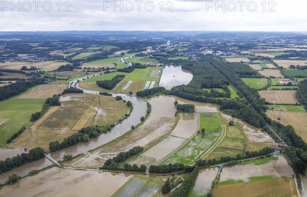 Aerial photo, Ruhr flood, Altendorf, Fröndenberg/Ruhr, Ruhr area, North Rhine-Westphalia, Germany, DE, Europe, birds-eyes view, aerial photography, aerial photography, overview, overview, bird's eye view