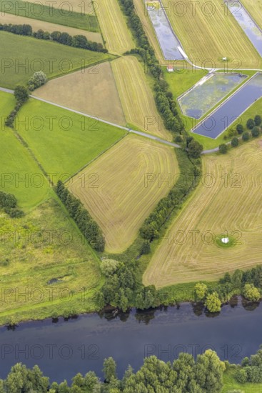 Aerial view, Hammer Waterworks Warmen at the Merschstraße in the district Warmen, Fröndenberg/Ruhr, Ruhr area, North Rhine-Westphalia, Germany, DE, Europe, Hammer Waterworks, aerial view, aerial photography, aerial photography, overview, bird's eye view, water treatment plant, water supply company, waterworks, birds-eyes view, overview, v
