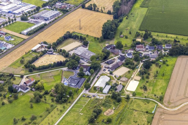 Aerial view, equestrian centre Neimen in the district Neimen in Fröndenberg/Ruhr, Ruhr area, North Rhine-Westphalia, Germany, DE, Europe, Fröndenberg/Ruhr, aerial view, aerial photography, aerial photography, equestrian sports, equestrian centre, riding stable, overview, bird's-eye view, overview
