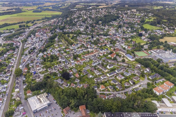 Aerial view, townscape and city centre Fröndenberg, Fröndenberg/Ruhr, Ruhr area, North Rhine-Westphalia, Germany, City, DE, Europe, city centre, aerial view, aerial photography, aerial photography, townscape, city area, city centre, overview, bird's-eye view, birds-eyes view, overview