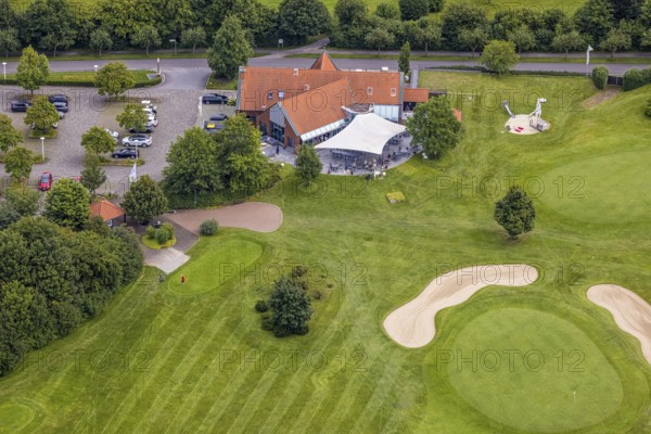 Aerial view, golf course and golf club Unna-Fröndenberg, Fröndenberg/Ruhr, Ruhr area, North Rhine-Westphalia, Germany, DE, Europe, golf, golf course, golf club, golf course, golf meadow, aerial view, aerial photography, aerial photography, sports, overview, bird's eye view, overview