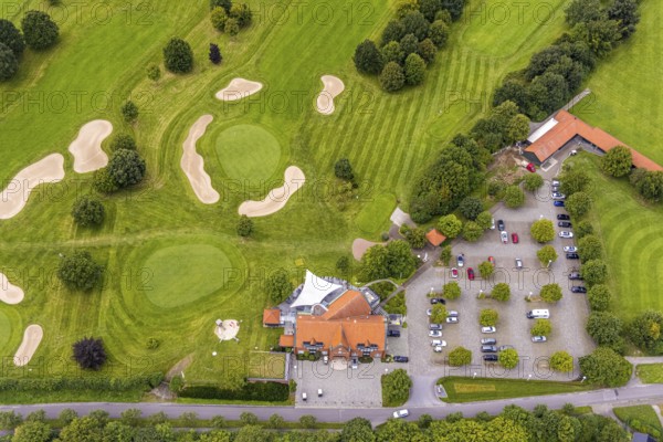 Aerial view, golf course and golf club Unna-Fröndenberg, Fröndenberg/Ruhr, Ruhr area, North Rhine-Westphalia, Germany, DE, Europe, golf, golf course, golf club, golf course, golf meadow, aerial view, aerial photography, aerial photography, sports, overview, bird's eye view, overview