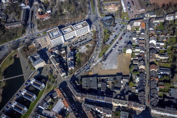 Aerial view, Gelsenkirchen Justice Centre, Ückendorf, Gelsenkirchen, Ruhr area, North Rhine-Westphalia, Germany, labour court, construction area, authority, Bochumer Straße, DE, Europe, aerial view, aerial photography, aerial photography, social court, overview, bird's-eye view, overview