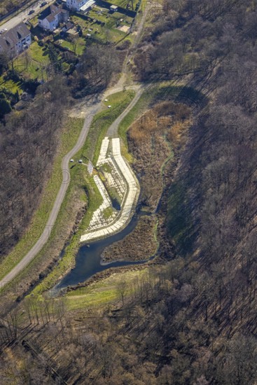 Aerial photo, Picksmühlenbach adit, Bergmannsglück colliery, Buer, Gelsenkirchen, Ruhr area, North Rhine-Westphalia, Germany, DE, Europe, aerial view, aerial photography, aerial photography, overview, bird's-eye view, overview