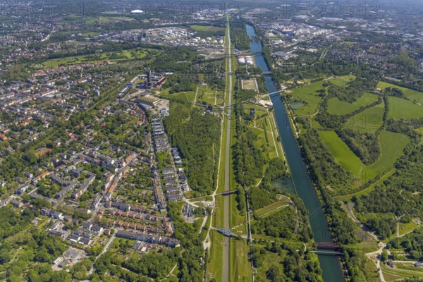Aerial view, industrial park Nordstern, Nordsternpark, Heßler, Gelsenkirchen, Ruhr area, North Rhine-Westphalia, Germany, Essen, DE, Europe, birds-eyes view, aerial photograph, aerial photography, aerial photography, overview, bird's eye view, commercial sites, commercial areas