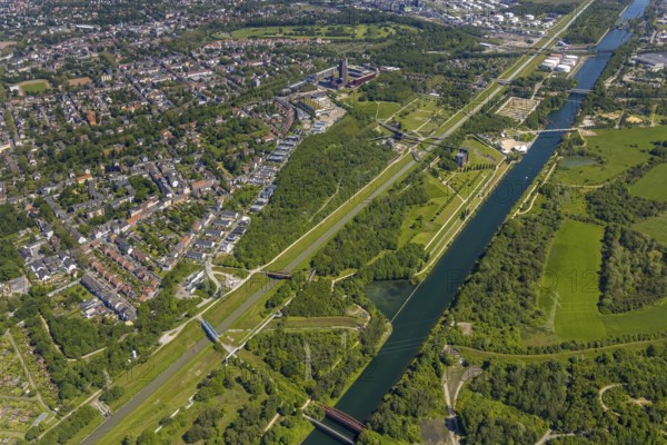 Aerial view, industrial park Nordstern, Nordsternpark, Heßler, Gelsenkirchen, Ruhr area, North Rhine-Westphalia, Germany, Essen, DE, Europe, birds-eyes view, aerial photograph, aerial photography, aerial photography, overview, bird's eye view, commercial sites, commercial areas