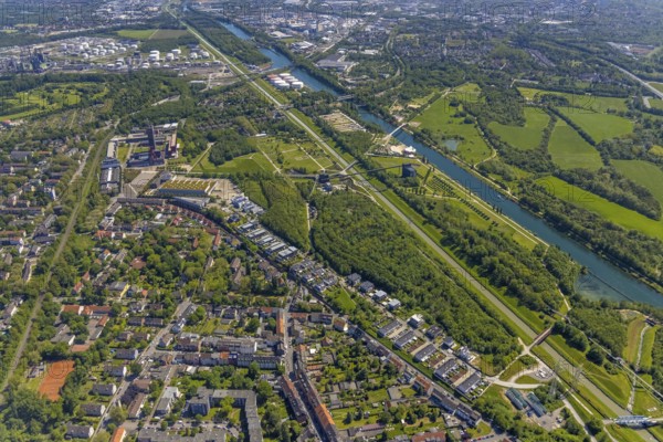Aerial view, industrial park Nordstern, Nordsternpark, Heßler, Gelsenkirchen, Ruhr area, North Rhine-Westphalia, Germany, Essen, DE, Europe, birds-eyes view, aerial photograph, aerial photography, aerial photography, overview, bird's eye view, commercial sites, commercial areas