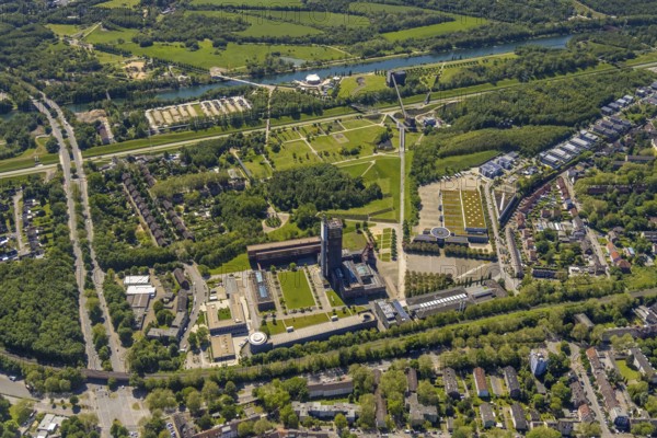 Aerial view, industrial park Nordstern, Nordsternpark, Heßler, Gelsenkirchen, Ruhr area, North Rhine-Westphalia, Germany, DE, Europe, birds-eyes view, aerial photography, aerial photography, overview, bird's eye view, commercial sites, commercial areas