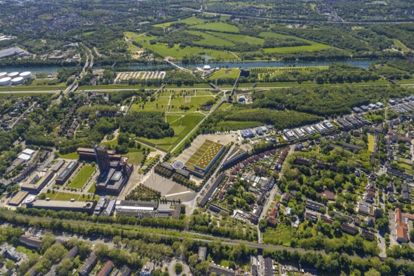 Aerial view, industrial park Nordstern, Nordsternpark, Heßler, Gelsenkirchen, Ruhr area, North Rhine-Westphalia, Germany, DE, Europe, birds-eyes view, aerial photography, aerial photography, overview, bird's eye view, commercial sites, commercial areas