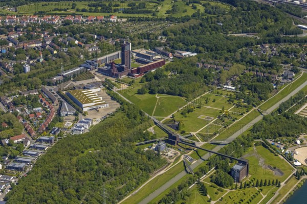 Aerial view, industrial park Nordstern, Nordsternpark, Heßler, Gelsenkirchen, Ruhr area, North Rhine-Westphalia, Germany, Essen, DE, Europe, birds-eyes view, aerial photograph, aerial photography, aerial photography, overview, bird's eye view, commercial sites, commercial areas