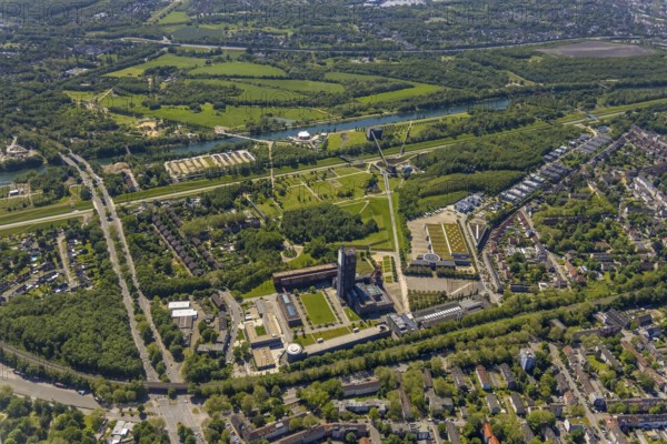 Aerial view, industrial park Nordstern, Nordsternpark, Heßler, Gelsenkirchen, Ruhr area, North Rhine-Westphalia, Germany, DE, Europe, birds-eyes view, aerial photography, aerial photography, overview, bird's eye view, commercial sites, commercial areas