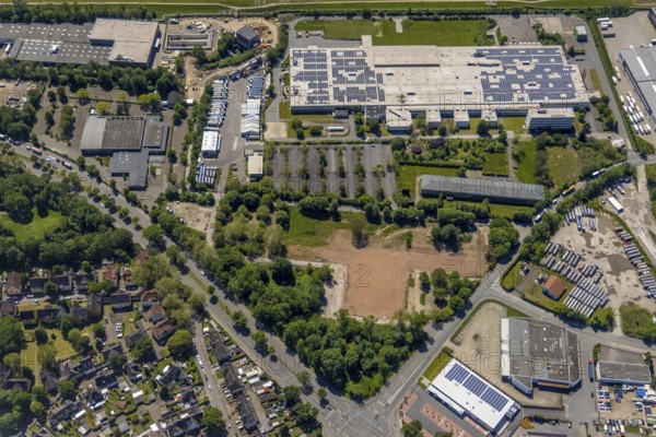 Aerial view, brownfield Emscherstrasse 66 formerly GAFÖG, Bismarck, Gelsenkirchen, Ruhr area, North Rhine-Westphalia, Germany, DE, Europe, birds-eyes view, aerial photography, aerial photography, aerial photography, overview, bird's eye view