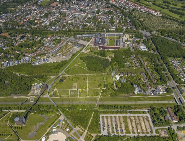 Aerial view, industrial park Nordstern, Nordsternpark, Heßler, Gelsenkirchen, Ruhr area, North Rhine-Westphalia, Germany, DE, Europe, birds-eyes view, aerial photography, aerial photography, overview, bird's eye view, commercial sites, commercial areas