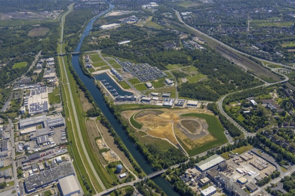 Aerial view, ARENA PARK Gelsenkirchen, Bundesliga stadium Arena auf Schalke, training grounds, Schalke 04, Erle, Gelsenkirchen, Ruhr area, North Rhine-Westphalia, Germany, DE, Europe, birds-eyes view, aerial photography, aerial photography, overview, bird's eye view