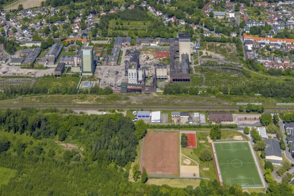 Aerial view, New Westerholt Colliery, Hassel, Gelsenkirchen, Ruhr area, North Rhine-Westphalia, Germany, DE, Europe, birds-eyes view, aerial photography, aerial photography, overview, overview, bird's eye view