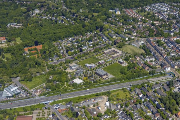 Aerial view, Büropark Schloss Berge, motorway A2, Erle, Gelsenkirchen, Ruhr area, North Rhine-Westphalia, Germany, DE, Europe, birds-eyes view, aerial photography, aerial photography, overview, overview, bird's eye view