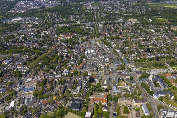 Aerial view, main centre Buer, retail centre, Buer, Gelsenkirchen, Ruhr area, North Rhine-Westphalia, Germany, DE, Europe, birds-eyes view, aerial photography, aerial photography, overview, overview, bird's eye view, retail centres of the city of Gelsenkirchen, shopping street, district