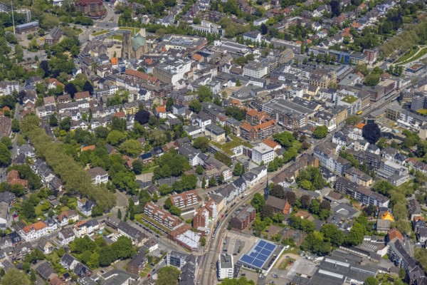 Aerial view, main centre Buer, retail centre, Buer, Gelsenkirchen, Ruhr area, North Rhine-Westphalia, Germany, DE, Europe, birds-eyes view, aerial photography, aerial photography, overview, overview, bird's eye view, retail centres of the city of Gelsenkirchen, shopping street, district