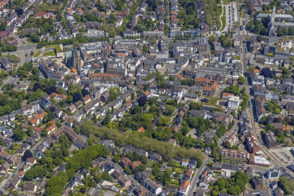 Aerial view, main centre Buer, retail centre, Buer, Gelsenkirchen, Ruhr area, North Rhine-Westphalia, Germany, DE, Europe, birds-eyes view, aerial photography, aerial photography, overview, overview, bird's eye view, retail centres of the city of Gelsenkirchen, shopping street, district