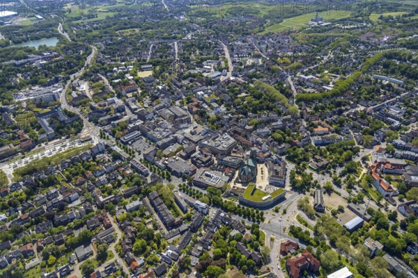 Aerial view, main centre Buer, retail centre, Buer, Gelsenkirchen, Ruhr area, North Rhine-Westphalia, Germany, DE, Europe, birds-eyes view, aerial photography, aerial photography, overview, overview, bird's eye view, retail centres of the city of Gelsenkirchen, shopping street, district