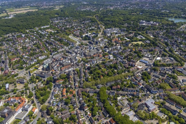 Aerial view, main centre Buer, retail centre, Buer, Gelsenkirchen, Ruhr area, North Rhine-Westphalia, Germany, DE, Europe, birds-eyes view, aerial photography, aerial photography, overview, overview, bird's eye view, retail centres of the city of Gelsenkirchen, shopping street, district