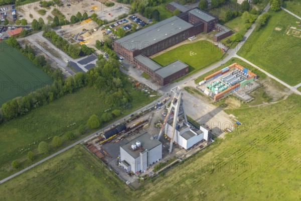Aerial view, Hugo Schacht 2 colliery, Buer, Gelsenkirchen, Ruhr area, North Rhine-Westphalia, Germany, Brößweg, DE, Europe, winding tower, aerial view, aerial photography, aerial photography, museum, sight, overview, bird's eye view, colliery, birds-eyes view, historical, overview