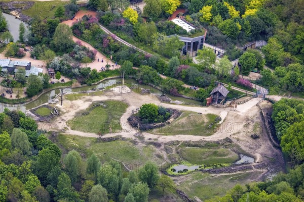 Aerial view, ZOOM Erlebniswelt Zoo, Bismarck, Gelsenkirchen, Ruhr area, North Rhine-Westphalia, Germany, DE, Europe, aerial view, aerial photography, aerial photography, zoo, overview, bird's-eye view, overview