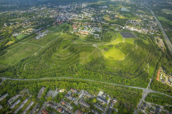 Aerial photo, Rungenberghalde, Beckhausen, Gelsenkirchen, Ruhr area, North Rhine-Westphalia, Germany, tailings pile, DE, Europe, slag heap, slag heap landscape, aerial photo, aerial photography, aerial photography, overview, bird's-eye view, overview