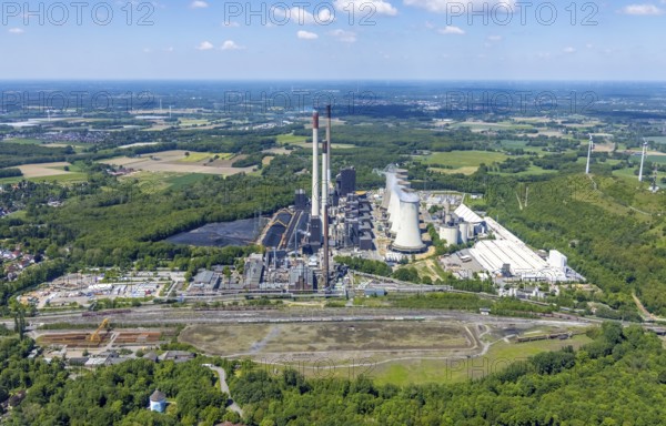 Aerial photo, Scholven power station, Scholven, Gelsenkirchen, Ruhr area, North Rhine-Westphalia, Germany, DE, Europe, power station, aerial photo, aerial photography, aerial photography, overview, bird's-eye view, overview