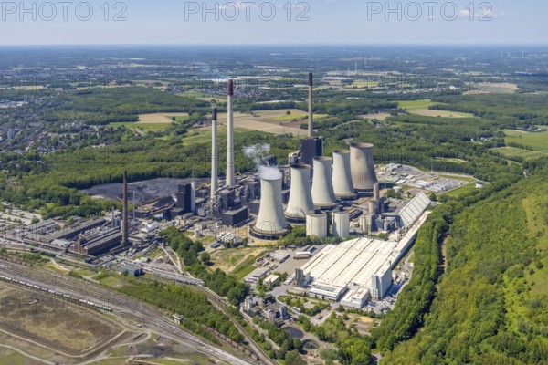 Aerial photo, Scholven power station, Scholven, Gelsenkirchen, Ruhr area, North Rhine-Westphalia, Germany, DE, Europe, power station, aerial photo, aerial photography, aerial photography, overview, bird's-eye view, overview