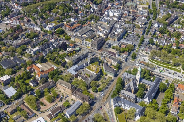 Aerial view, main centre Buer, retail centre, Buer, Gelsenkirchen, Ruhr area, North Rhine-Westphalia, Germany, DE, Europe, birds-eyes view, aerial photography, aerial photography, overview, overview, bird's eye view, retail centres of the city of Gelsenkirchen, shopping street, district