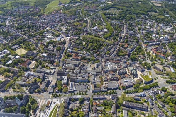 Aerial view, main centre Buer, retail centre, Buer, Gelsenkirchen, Ruhr area, North Rhine-Westphalia, Germany, DE, Europe, birds-eyes view, aerial photography, aerial photography, overview, overview, bird's eye view, retail centres of the city of Gelsenkirchen, shopping street, district