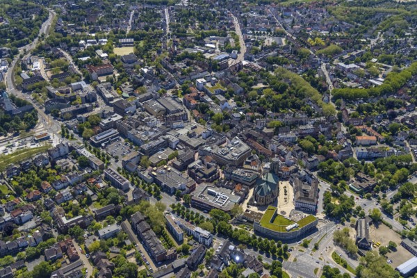 Aerial view, main centre Buer, retail centre, Buer, Gelsenkirchen, Ruhr area, North Rhine-Westphalia, Germany, DE, Europe, birds-eyes view, aerial photography, aerial photography, overview, overview, bird's eye view, retail centres of the city of Gelsenkirchen, shopping street, district