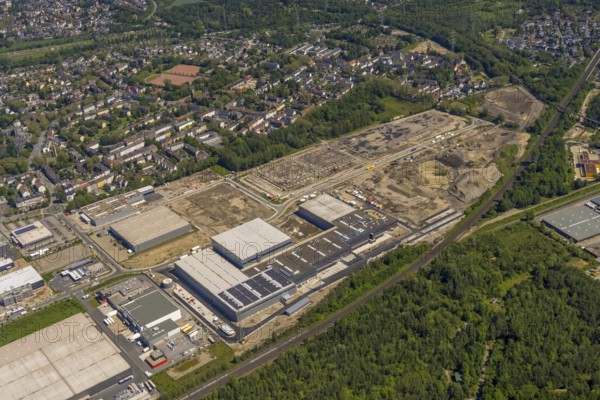 Aerial view, Schalker Verein, Gelsenkirchen-Bulmke-Hüllen, Gelsenkirchen, Ruhr area, North Rhine-Westphalia, Germany, DE, Europe, birds-eyes view, aerial photography, aerial photography, overview, bird's-eye view, commercial sites, commercial areas