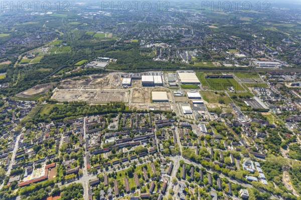 Aerial view, Schalker Verein, Gelsenkirchen-Bulmke-Hüllen, Gelsenkirchen, Ruhr area, North Rhine-Westphalia, Germany, DE, Europe, birds-eyes view, aerial photography, aerial photography, overview, bird's-eye view, commercial sites, commercial areas
