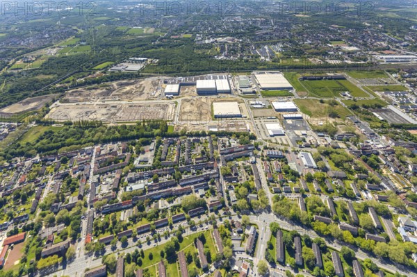 Aerial view, Schalker Verein, Gelsenkirchen-Bulmke-Hüllen, Gelsenkirchen, Ruhr area, North Rhine-Westphalia, Germany, DE, Europe, birds-eyes view, aerial photography, aerial photography, overview, bird's-eye view, commercial sites, commercial areas